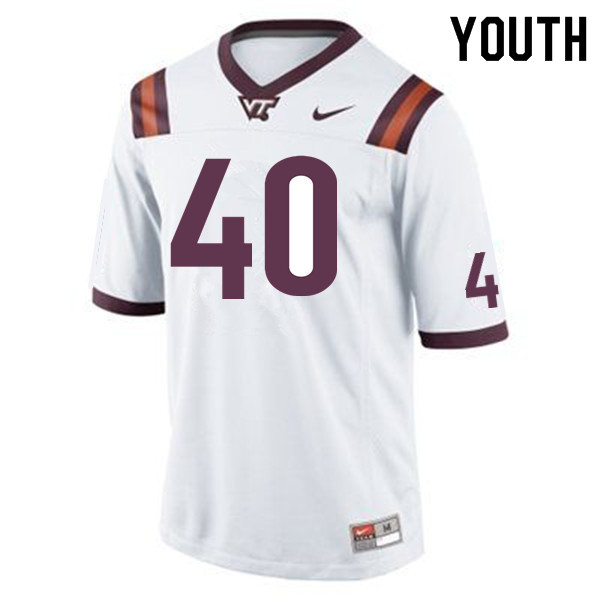 Youth #40 Emmanuel Belmar Virginia Tech Hokies College Football Jerseys Sale-White